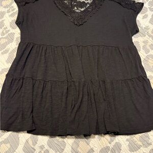 Torrid Black Tiered Lace Women's Blouse